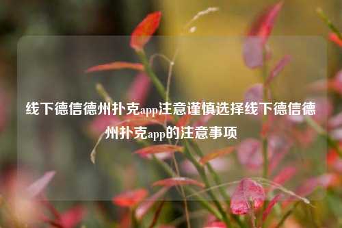 线下德信德州扑克app注意谨慎选择线下德信德州扑克app的注意事项