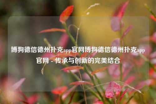 博狗德信德州扑克app官网博狗德信德州扑克app官网 - 传承与创新的完美结合