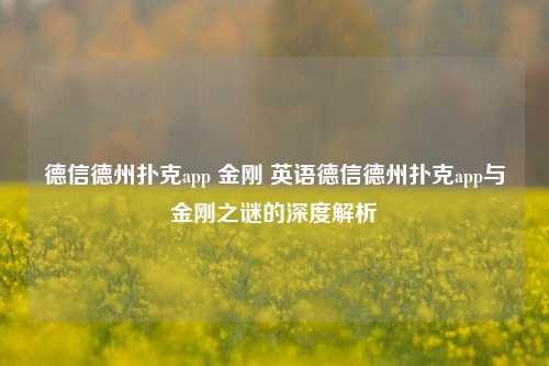 德信德州扑克app 金刚 英语德信德州扑克app与金刚之谜的深度解析