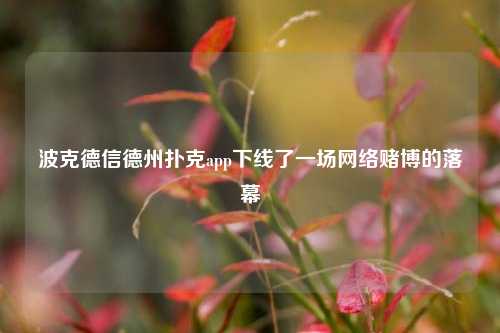 波克德信德州扑克app下线了一场网络赌博的落幕