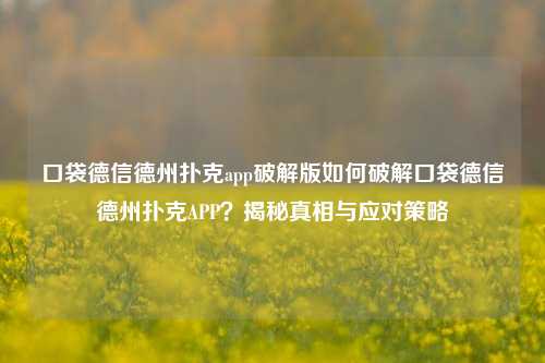 口袋德信德州扑克app破解版如何破解口袋德信德州扑克APP？揭秘真相与应对策略