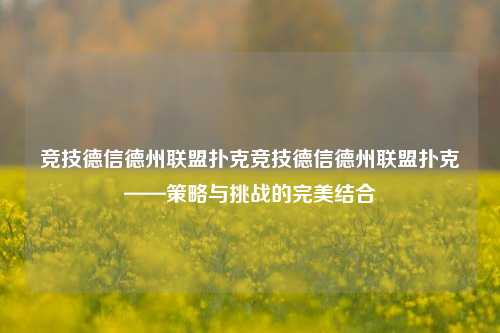竞技德信德州联盟扑克竞技德信德州联盟扑克——策略与挑战的完美结合