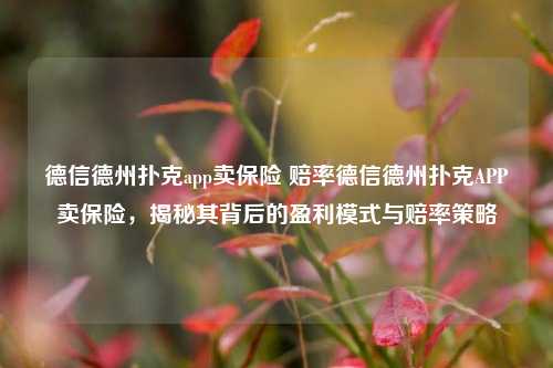 德信德州扑克app卖保险 赔率德信德州扑克APP卖保险，揭秘其背后的盈利模式与赔率策略