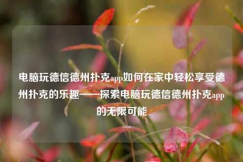 电脑玩德信德州扑克app如何在家中轻松享受德州扑克的乐趣——探索电脑玩德信德州扑克app的无限可能