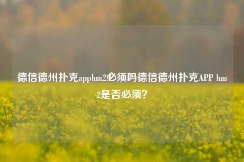 德信德州扑克apphm2必须吗德信德州扑克APP hm2是否必须？