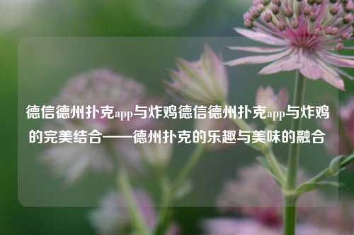 德信德州扑克app与炸鸡德信德州扑克app与炸鸡的完美结合——德州扑克的乐趣与美味的融合