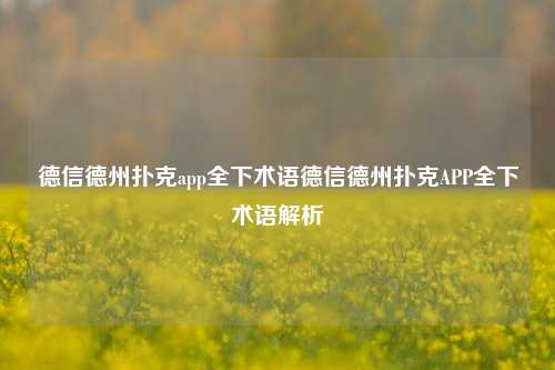 德信德州扑克app全下术语德信德州扑克APP全下术语解析