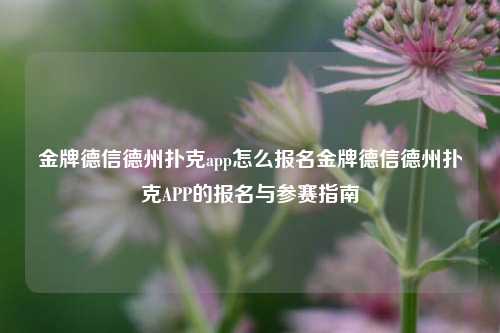 金牌德信德州扑克app怎么报名金牌德信德州扑克APP的报名与参赛指南