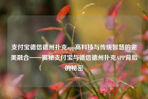 支付宝德信德州扑克app高科技与传统智慧的完美融合——揭秘支付宝与德信德州扑克APP背后的秘密