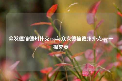 众发德信德州扑克app与众发德信德州扑克app一探究竟