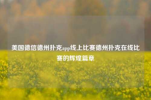 美国德信德州扑克app线上比赛德州扑克在线比赛的辉煌篇章