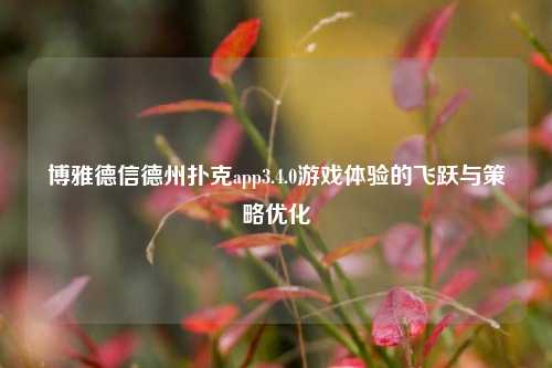 博雅德信德州扑克app3.4.0游戏体验的飞跃与策略优化
