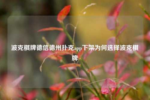 波克棋牌德信德州扑克app下架为何选择波克棋牌
