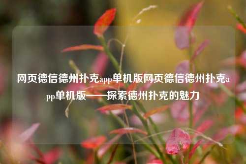 网页德信德州扑克app单机版网页德信德州扑克app单机版——探索德州扑克的魅力