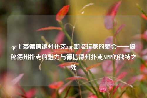 qq土豪德信德州扑克app潮流玩家的聚会——揭秘德州扑克的魅力与德信德州扑克APP的独特之处