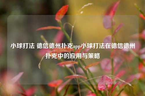 小球打法 德信德州扑克app小球打法在德信德州扑克中的应用与策略