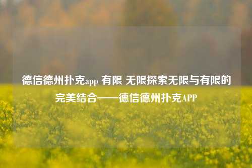 德信德州扑克app 有限 无限探索无限与有限的完美结合——德信德州扑克APP