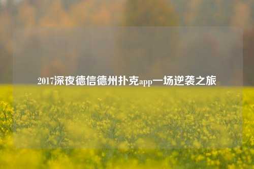 2017深夜德信德州扑克app一场逆袭之旅