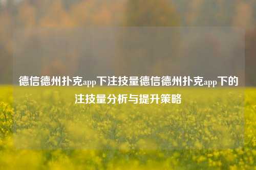 德信德州扑克app下注技量德信德州扑克app下的注技量分析与提升策略