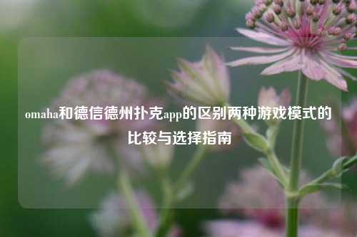 omaha和德信德州扑克app的区别两种游戏模式的比较与选择指南
