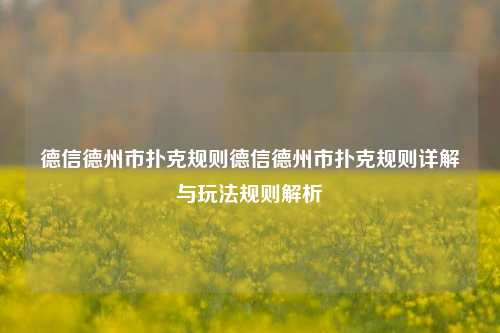 德信德州市扑克规则德信德州市扑克规则详解与玩法规则解析