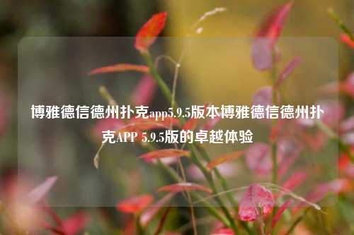博雅德信德州扑克app5.9.5版本博雅德信德州扑克APP 5.9.5版的卓越体验
