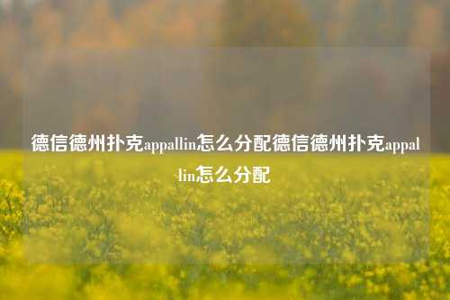 德信德州扑克appallin怎么分配德信德州扑克appallin怎么分配