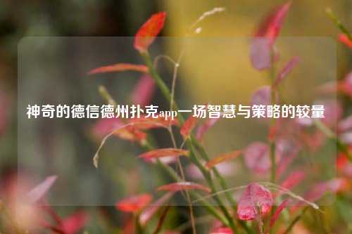 神奇的德信德州扑克app一场智慧与策略的较量