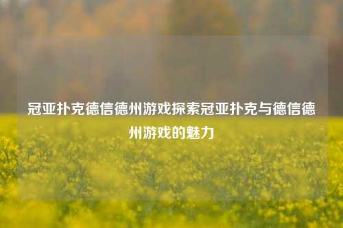冠亚扑克德信德州游戏探索冠亚扑克与德信德州游戏的魅力