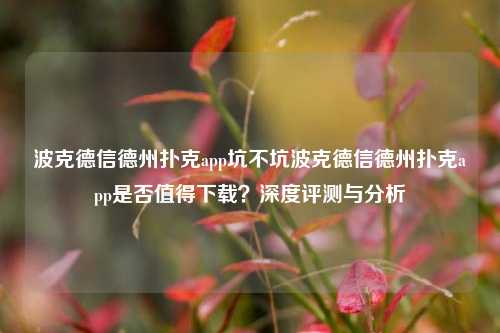 波克德信德州扑克app坑不坑波克德信德州扑克app是否值得下载？深度评测与分析