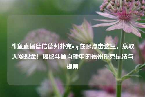 斗鱼直播德信德州扑克app在哪点击这里，赢取大额现金！揭秘斗鱼直播中的德州扑克玩法与规则