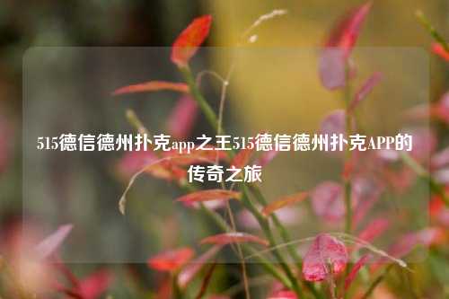 515德信德州扑克app之王515德信德州扑克APP的传奇之旅
