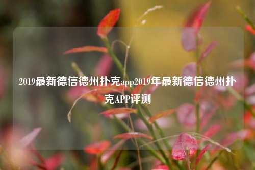 2019最新德信德州扑克app2019年最新德信德州扑克APP评测