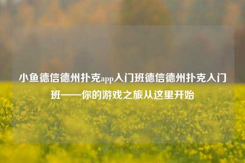 小鱼德信德州扑克app入门班德信德州扑克入门班——你的游戏之旅从这里开始