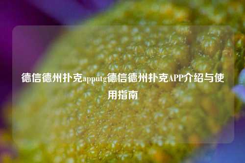 德信德州扑克apputg德信德州扑克APP介绍与使用指南