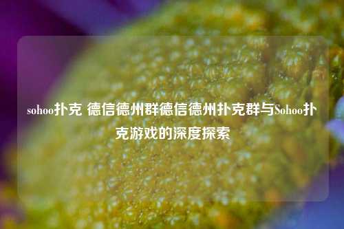 sohoo扑克 德信德州群德信德州扑克群与Sohoo扑克游戏的深度探索