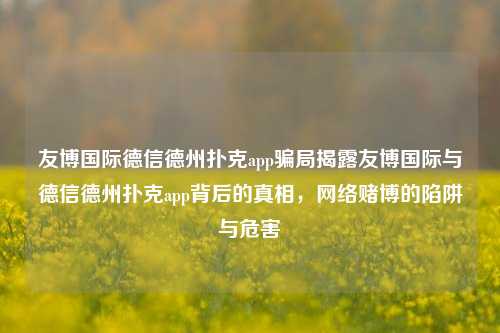 友博国际德信德州扑克app骗局揭露友博国际与德信德州扑克app背后的真相，网络赌博的陷阱与危害