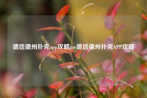 德信德州扑克app攻略jue德信德州扑克APP攻略