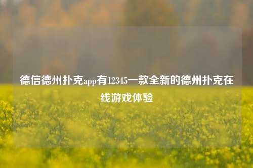 德信德州扑克app有12345一款全新的德州扑克在线游戏体验