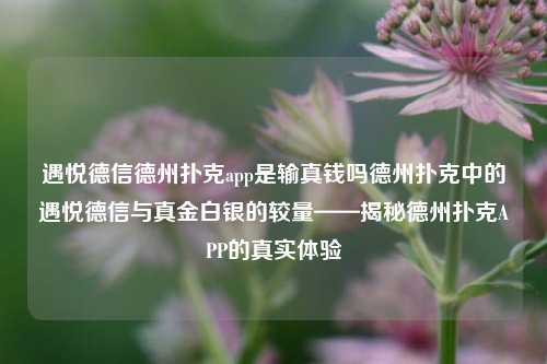 遇悦德信德州扑克app是输真钱吗德州扑克中的遇悦德信与真金白银的较量——揭秘德州扑克APP的真实体验