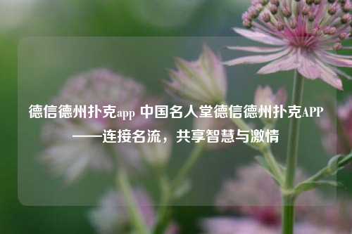 德信德州扑克app 中国名人堂德信德州扑克APP——连接名流，共享智慧与激情