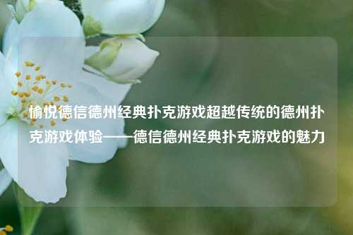 愉悦德信德州经典扑克游戏超越传统的德州扑克游戏体验——德信德州经典扑克游戏的魅力
