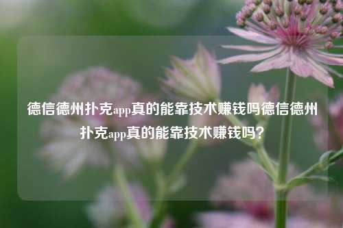 德信德州扑克app真的能靠技术赚钱吗德信德州扑克app真的能靠技术赚钱吗？