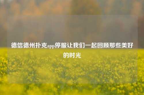 德信德州扑克app停服让我们一起回顾那些美好的时光