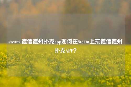 steam 德信德州扑克app如何在Steam上玩德信德州扑克APP？