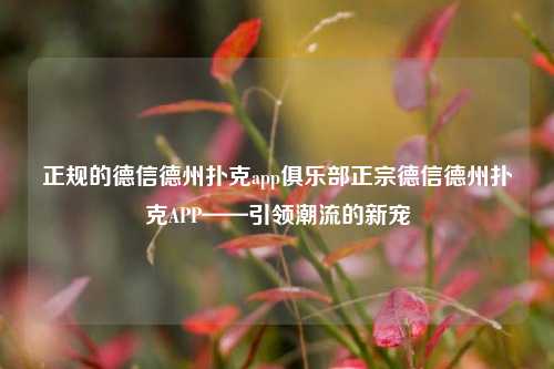正规的德信德州扑克app俱乐部正宗德信德州扑克APP——引领潮流的新宠