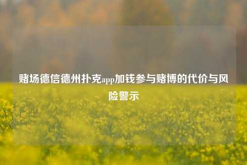 赌场德信德州扑克app加钱参与赌博的代价与风险警示