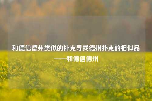 和德信德州类似的扑克寻找德州扑克的相似品——和德信德州