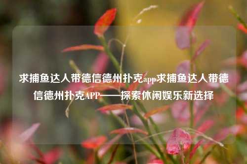 求捕鱼达人带德信德州扑克app求捕鱼达人带德信德州扑克APP——探索休闲娱乐新选择