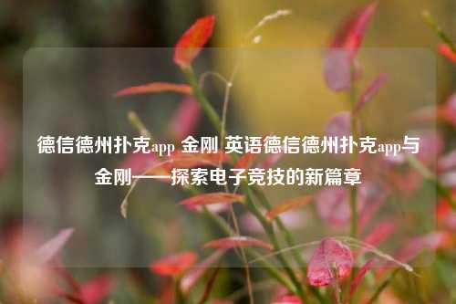 德信德州扑克app 金刚 英语德信德州扑克app与金刚——探索电子竞技的新篇章